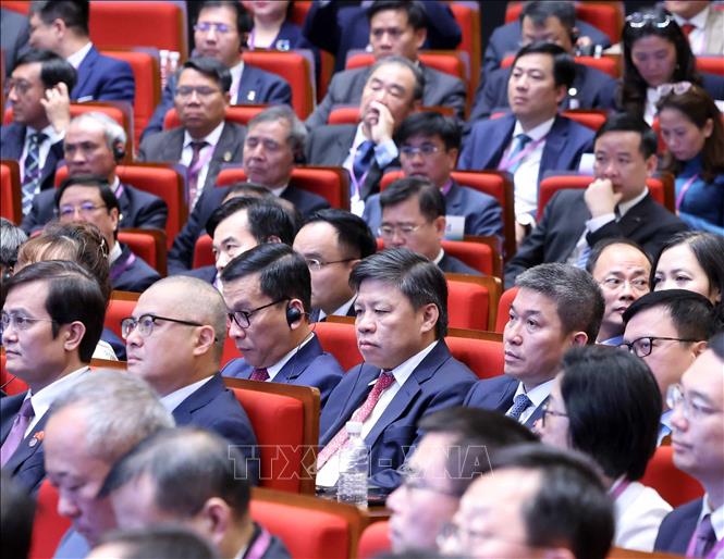 Các đại biểu tham dự buổi phát biểu chính sách của Tổng Bí thư, Chủ tịch nước Tô Lâm tại Đại học Thanh Hoa. Ảnh: Thống Nhất - TTXVN