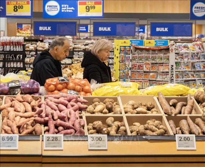 Người dân mua sắm tại siêu thị ở Toronto, Canada. Ảnh: THX/TTXVN