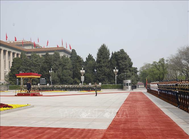 Lễ đón trọng thể Tổng Bí thư, Chủ tịch nước Tô Lâm và Phu nhân thăm cấp Nhà nước đến Trung Quốc. Ảnh: Thống Nhất – TTXVN