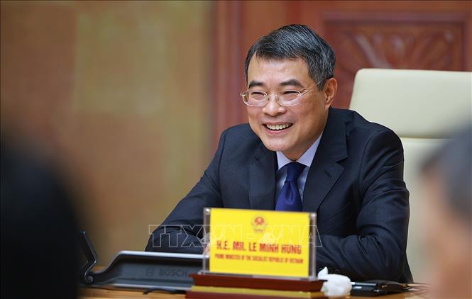 Thủ tướng Lê Minh Hưng phát biểu tại Hội nghị Thượng đỉnh trực tuyến Cộng đồng phát thải ròng bằng 0 châu Á (AZEC) mở rộng. Ảnh: Dương Giang - TTXVN 
