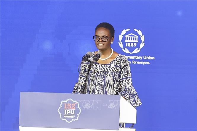 Chủ tịch Liên minh Nghị viện Thế giới (IPU) Tulia Ackson phát biểu. Ảnh: Doãn Tấn - TTXVN