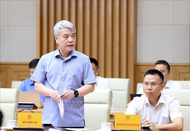 Đại diện Bộ Công an phát biểu. Ảnh: Tuấn Anh - TTXVN