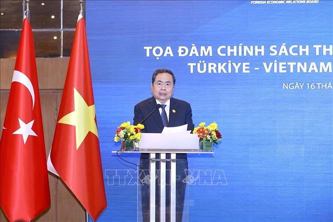 Chủ tịch Quốc hội Trần Thanh Mẫn phát biểu tại Phiên khai mạc Tọa đàm chính sách thúc đẩy hợp tác Việt Nam - Thổ Nhĩ Kỳ. Ảnh: Doãn Tấn – TTXVN