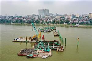Cầu nghìn tỷ vượt sông Hồng: Tăng tốc thi công, giảm tải giao thông Hà Nội