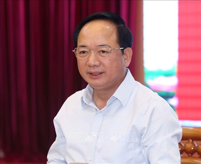 Đồng chí Trịnh Văn Quyết, Uỷ viên Bộ Chính trị, Bí thư Trung ương Đảng, Trưởng Ban Tuyên giáo và Dân vận Trung ương phát biểu chỉ đạo buổi làm việc. Ảnh: Phương Hoa - TTXVN
