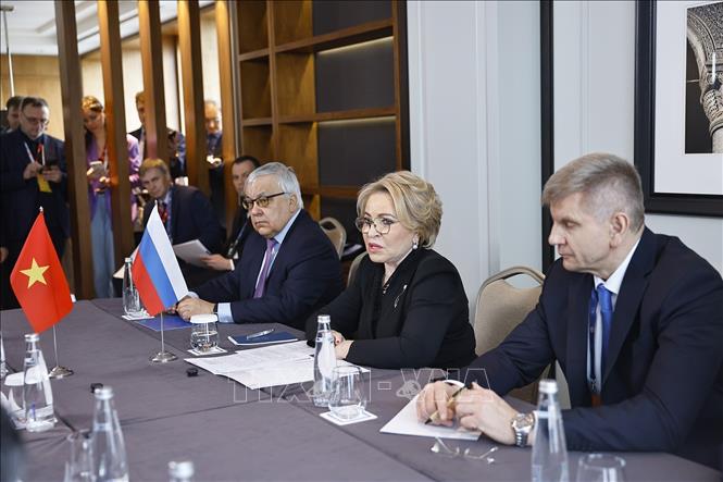 Chủ tịch Hội đồng Liên bang Nga Valentina Matviyenko phát biểu. Ảnh: Doãn Tấn – TTXVN