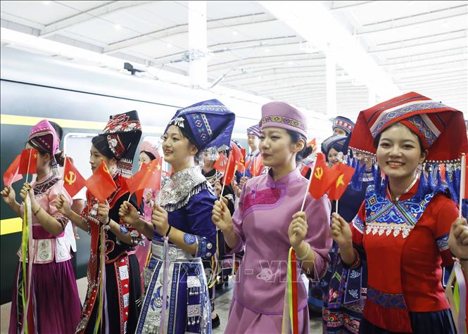 Lễ tiễn Tổng Bí thư, Chủ tịch nước Tô Lâm cùng Phu nhân tại ga Nam Ninh Đông, Thành phố Nam Ninh. Ảnh: Thống Nhất -TTXVN