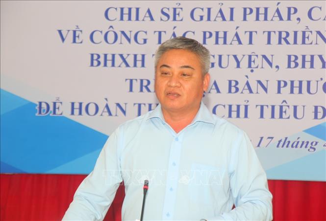 Ông Trần Minh Sang, Phó Giám đốc Bảo hiểm Xã hội thành phố Cần Thơ phát biểu. Ảnh: Duy Khương - TTXVN
