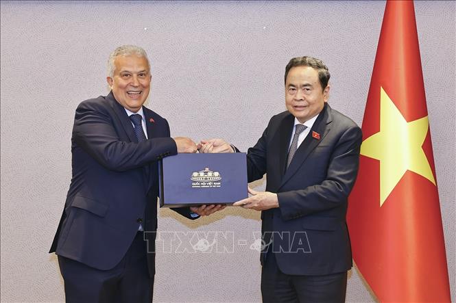 Chủ tịch Quốc hội Trần Thanh Mẫn tặng quà lưu niệm cho Lãnh sự danh dự Việt Nam tại Istanbul Ali Tezolmez. Ảnh: Doãn Tấn – TTXVN