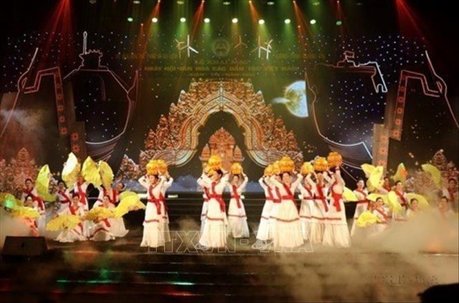 Tiết mục nghệ thuật tại Lễ khai mạc Ngày hội Văn hóa các dân tộc Việt Nam tại tỉnh Quảng Trị năm 2024. Ảnh: Nguyên Linh - TTXVN