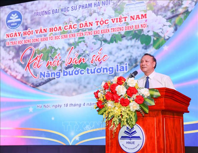 PGS.TS Nguyễn Đức Sơn – Hiệu trưởng Trường Đại học Sư phạm Hà Nội phát biểu. Ảnh: Thanh Tùng - TTXVN