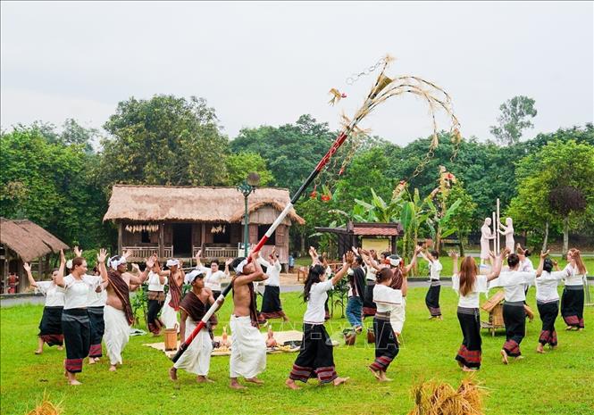 Lễ cúng mừng lúa mới - lễ thức quan trọng trong đời sống tâm linh, văn hóa cộng đồng bào Chu Ru. Ảnh: Khánh Hoà - TTXVN