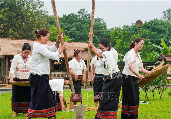 Lễ cúng mừng lúa mới - lễ thức quan trọng trong đời sống tâm linh, văn hóa cộng đồng bào Chu Ru. Ảnh: Khánh Hoà - TTXVN