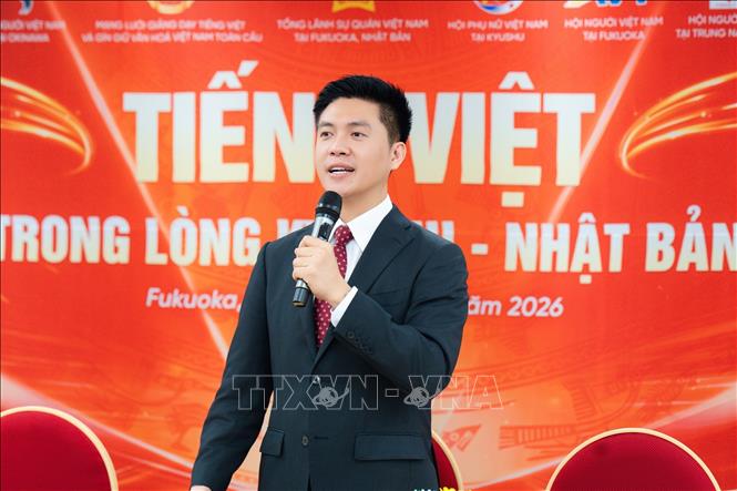 Ông Nguyễn Duy Anh, Tổng Thư ký Mạng lưới giảng dạy tiếng Việt và gìn giữ văn hóa Việt Nam toàn cầu phát biểu tại Tọa đàm. Ảnh: Xuân Giao – Pv TTXVN tại Nhật Bản