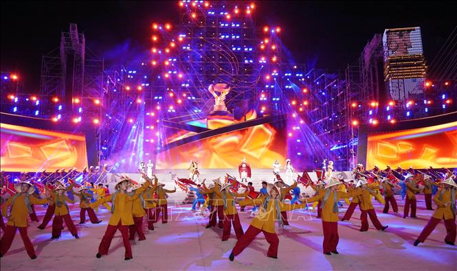 Văn nghệ chào mừng Đại hội TDTT Thành phố Hồ Chí Minh lần thứ nhất năm 2026. Ảnh: Trung Tuyến - TTXVN