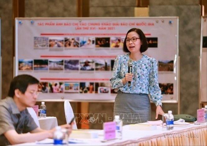 Ủy viên Hội đồng Chung khảo Giải báo chí Quốc gia lần thứ XVI - năm 2021, Tổng Giám đốc TTXVN Vũ Việt Trang phát biểu tại lễ khai mạc vòng chấm Chung khảo Giải báo chí Quốc gia lần thứ XVI - năm 2021, sáng 1/6/2022. Ảnh: Hoàng Hiếu - TTXVN