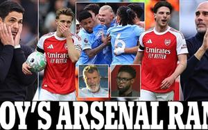 Cựu danh thủ MU tranh cãi gay gắt về màn trình diễn của Arsenal sau thất bại trước Man City