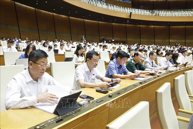 Đoàn đại biểu Quốc hội tỉnh Cao Bằng dự phiên họp. Ảnh: Doãn Tấn - TTXVN