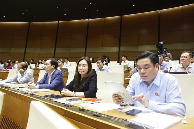 Đoàn đại biểu Quốc hội TP Hải Phòng dự phiên họp. Ảnh: Doãn Tấn - TTXVN