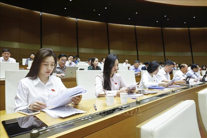 Đoàn đại biểu Quốc hội tỉnh Lào Cai dự phiên họp. Ảnh: Doãn Tấn - TTXVN