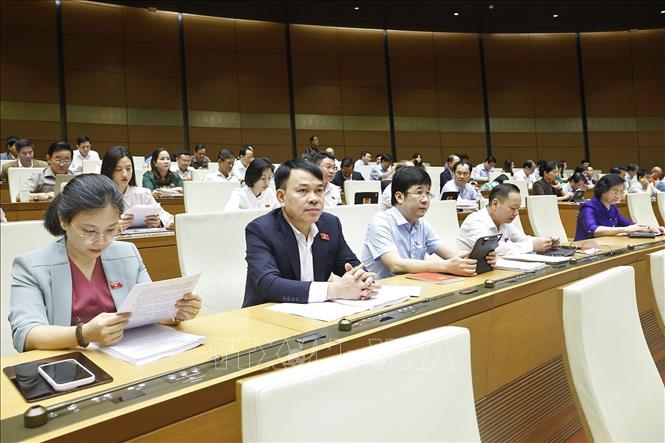 Đoàn đại biểu Quốc hội tỉnh Lào Cai dự phiên họp. Ảnh: Doãn Tấn - TTXVN