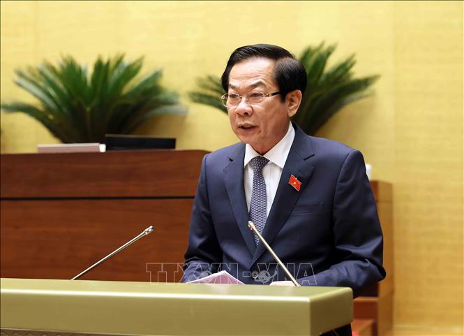 Bộ trưởng Bộ Nội vụ Đỗ Thanh Bình trình bày Tờ trình về việc thành lập thành phố Đồng Nai trực thuộc Trung ương. Ảnh: An Đăng - TTXVN