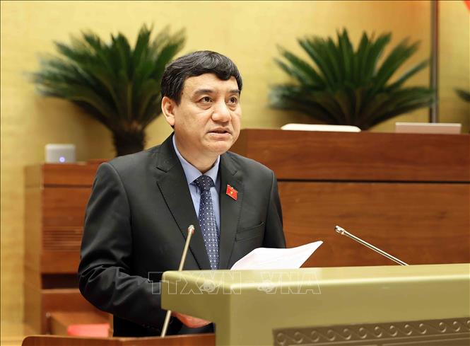 Chủ nhiệm Ủy ban Văn hóa và Xã hội của Quốc hội khóa Nguyễn Đắc Vinh trình bày Báo cáo thẩm tra dự thảo Nghị quyết của Quốc hội về một số cơ chế, chính sách đột phá phát triển văn hoá Việt Nam. Ảnh: An Đăng - TTXVN