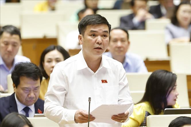 Đại biểu Quốc hội tỉnh Thái Nguyên Hà Sỹ Huân phát biểu. Ảnh: Doãn Tấn - TTXVN