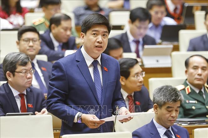 Đại biểu Quốc hội tỉnh An Giang Trịnh Trung Tín phát biểu. Ảnh: Doãn Tấn - TTXVN