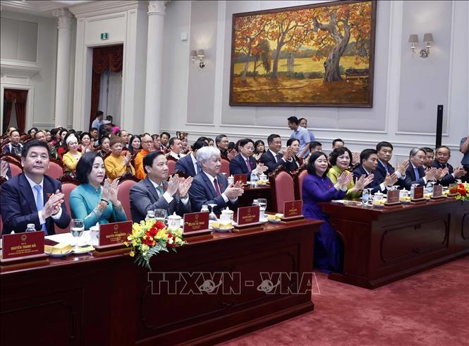 Các đại biểu dự buổi gặp mặt. Ảnh: Thống Nhất - TTXVN