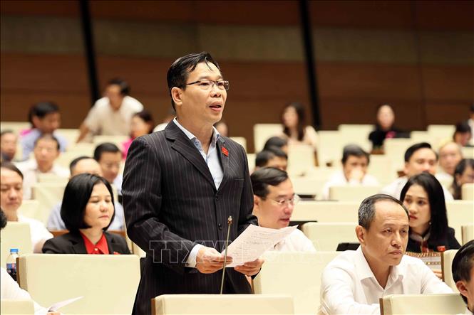 Đại biểu Quốc hội thành phố Hà Nội Đỗ Đức Hồng Hà phát biểu. Ảnh: An Đăng - TTXVN