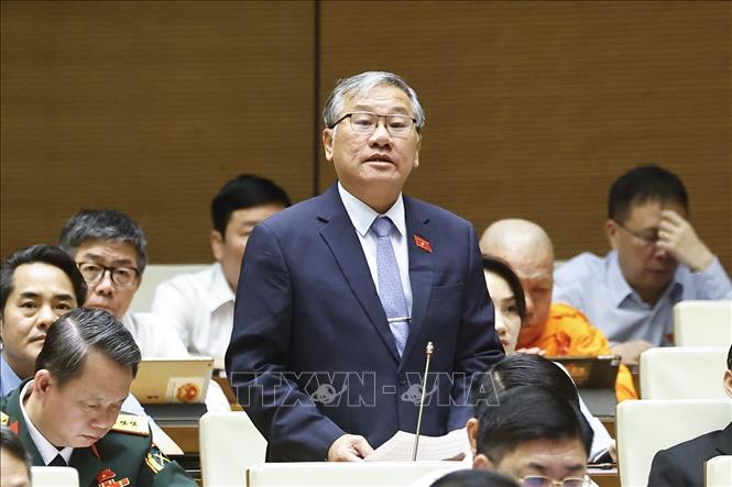 Đại biểu Quốc hội tỉnh Tây Ninh Trịnh Ngọc Phương phát biểu. Ảnh: Doãn Tấn - TTXVN