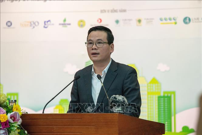 Ông Nguyễn Hồng Quang, Phó Cục trưởng Cục Môi trường (Bộ Nông nghiệp và Môi trường), phát biểu tại Hội thảo. Ảnh: Khoa Chương - TTXVN
