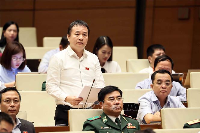 Đại biểu Quốc hội tỉnh Lâm Đồng Phạm Nam Tiến phát biểu. Ảnh: An Đăng - TTXVN