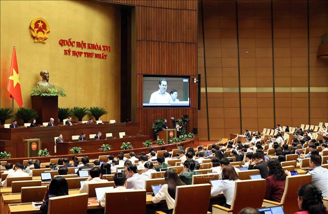 Bộ trưởng Bộ Nông nghiệp và Môi trưởng Trịnh Việt Hùng phát biểu giải trình, làm rõ một số vấn đề đại biểu Quốc hội nêu. Ảnh: An Đăng - TTXVN