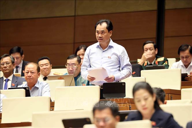 Bộ trưởng Bộ Nông nghiệp và Môi trưởng Trịnh Việt Hùng phát biểu giải trình, làm rõ một số vấn đề đại biểu Quốc hội nêu. Ảnh: An Đăng - TTXVN