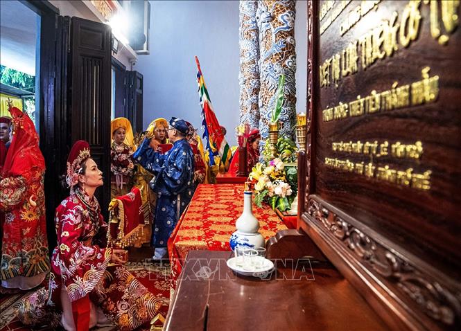 Nghi lễ rời điện được tổ chức vào sáng sớm 18/4 tại Thánh đường Thiên Tiên Thánh Giáo (số 352 Chi Lăng). Ảnh: Vân Chi/TTXVN phát
