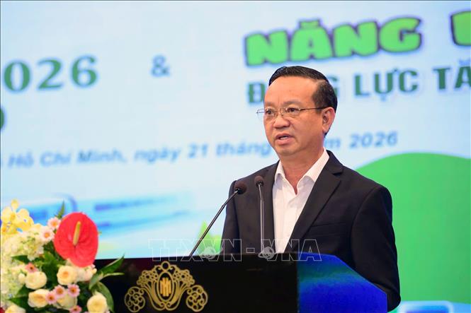 Ông Bùi Minh Thạnh, Phó Chủ tịch Ủy ban nhân dân TP. Hồ Chí Minh phát biểu tại Hội thảo. Ảnh: Thanh Vũ-TTXVN
