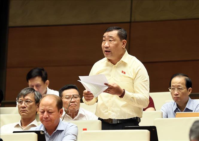 Đại biểu Quốc hội tỉnh Vĩnh Long Thạch Phước Bình phát biểu. Ảnh: An Đăng - TTXVN