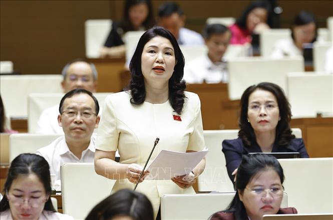 Đại biểu Quốc hội tỉnh Bắc Ninh Trần Thị Vân phát biểu. Ảnh: Doãn Tấn - TTXVN