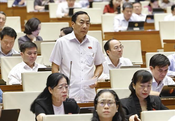 Đại biểu Quốc hội tỉnh Đồng Tháp Phạm Văn Hòa phát biểu. Ảnh: Doãn Tấn - TTXVN