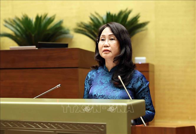 Bộ trưởng Bộ Văn hóa, Thể thao và Du lịch Lâm Thị Phương Thanh phát biểu giải trình, làm rõ một số vấn đề đại biểu Quốc hội nêu. Ảnh: An Đăng - TTXVN