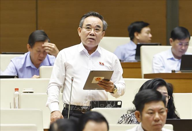 Đại biểu Quốc hội tỉnh Khánh Hòa Lê Hữu Trí phát biểu. Ảnh: Doãn Tấn - TTXVN