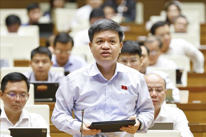 Đại biểu Quốc hội TP Hà Nội Tạ Đình Thi phát biểu. Ảnh: Doãn Tấn - TTXVN