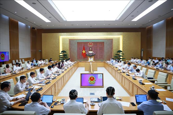 Thủ tướng Lê Minh Hưng làm việc với lãnh đạo Bộ Khoa học và Công nghệ về thúc đẩy phát triển khoa học, công nghệ, đổi mới sáng tạo và chuyển đổi số. Ảnh: Dương Giang-TTXVN 