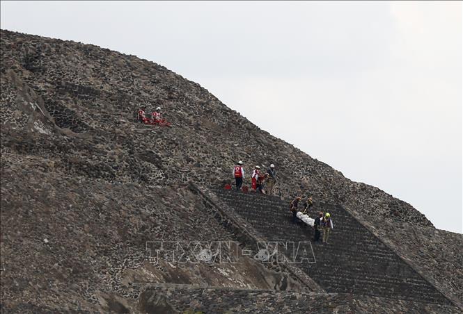 Hiện trường vụ xả súng tại khu khảo cổ Teotihuacan ở Mexico ngày 20/4/2026. Ảnh: THX/TTXVN