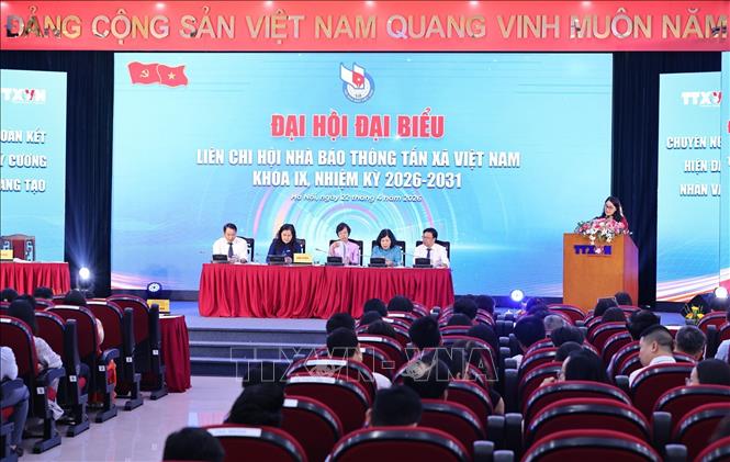 Phiên họp thứ nhất Đại hội đại biểu Liên chi hội Nhà báo TTXVN khóa IX, nhiệm kỳ 2026 - 2031. Ảnh: Minh Đức – TTXVN