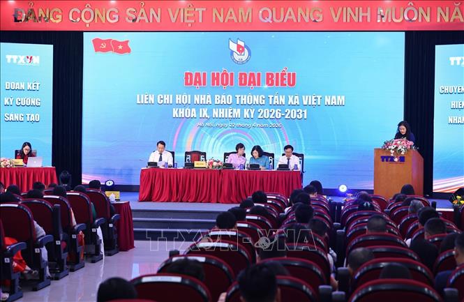 Phiên chính thức Đại hội Liên chi hội Nhà báo TTXVN, nhiệm kỳ 2026 - 2031. Ảnh: Minh Đức - TTXVN