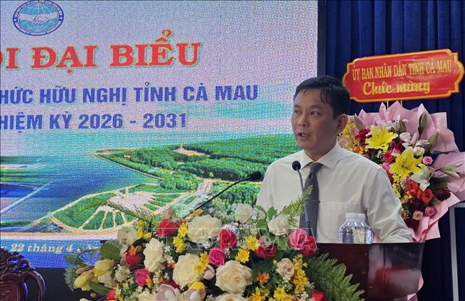 Ông Đồng Huy Cương, Phó Chủ tịch Liên hiệp các tổ chức hữu nghị Việt Nam phát biểu chỉ đạo tại Đại hội. Ảnh: Trung Hiếu - TTXVN  