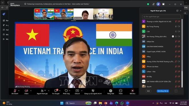 Tham tán Thương mại Việt Nam tại Ấn Độ, ông Bùi Trung Thướng phát biểu khai mạc hội thảo. Ảnh: Ngọc Thúy - P/v TTXVN tại Ấn Độ